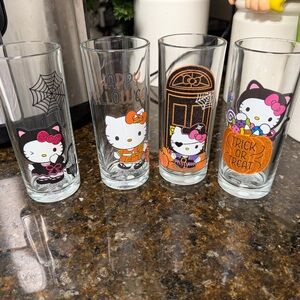 Set of Four Halloween Sanrio Hello Kitty Glass Cups